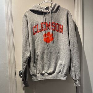 Champion Gray Hoodie with Orange Clemson Logo